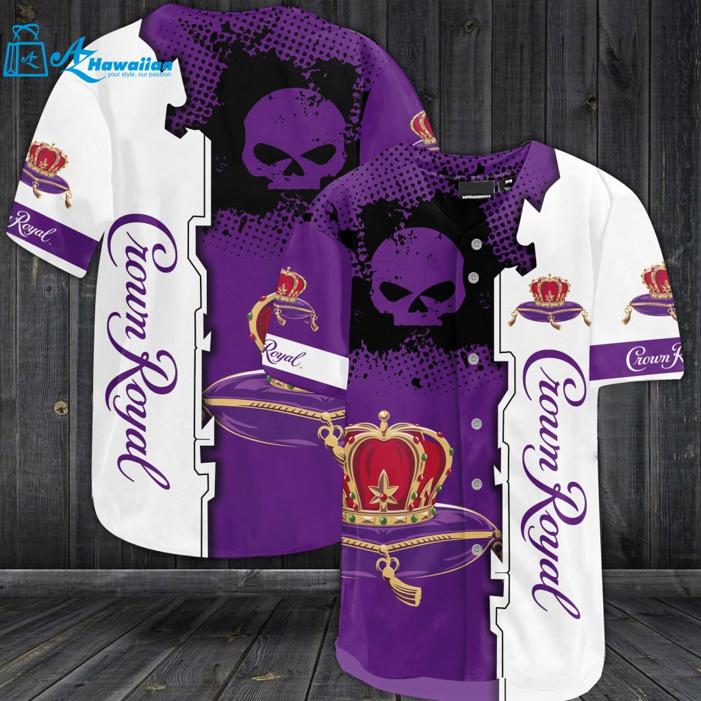 Crown Royal Skull All Over Print 3D Unisex Baseball Jersey Purple