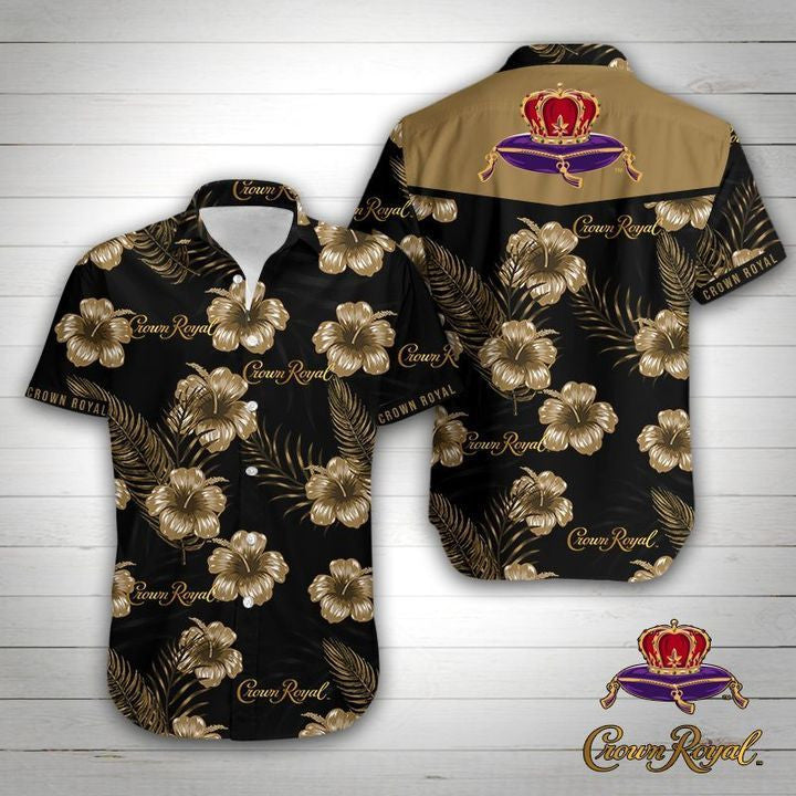 Crown Royal Whiskey Hawaiian Graphic Print Short Sleeve 