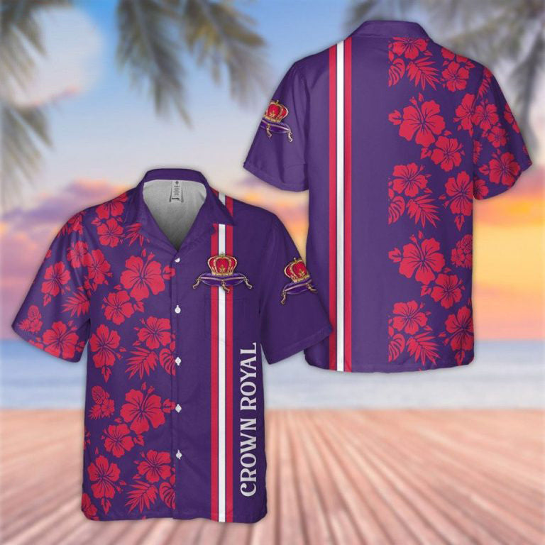 Crown Royal Whiskey Gift For Fan Hawaiian Graphic Print Short Sleeve 