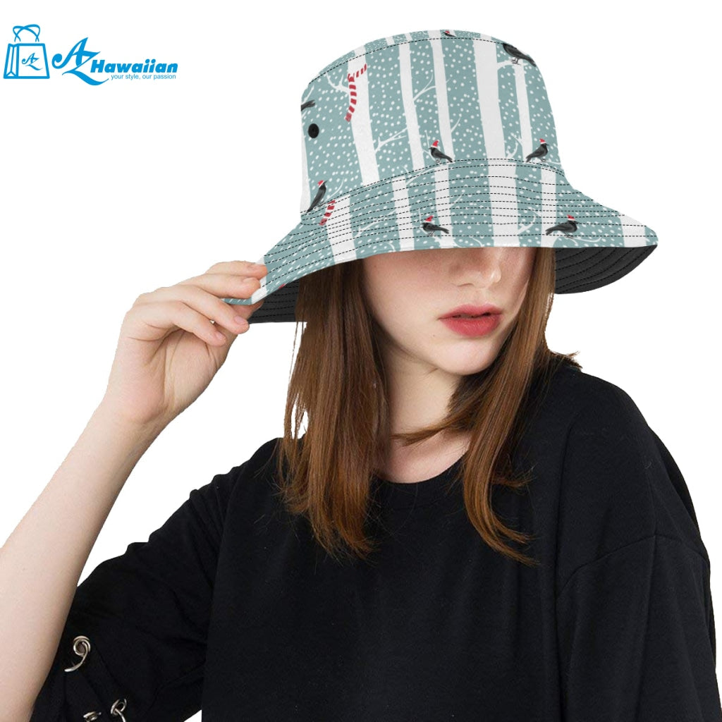 Crows christmas hat scarf Unisex Bucket Hat