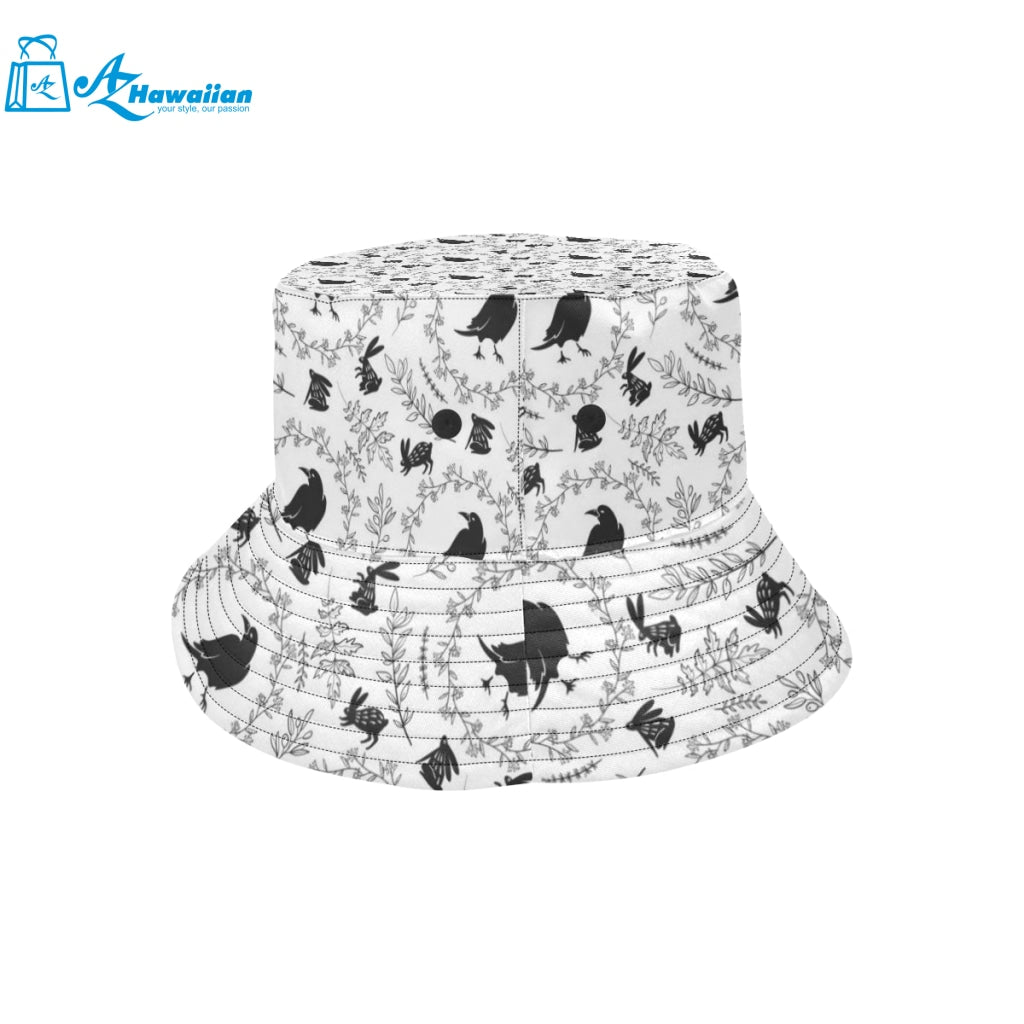 Crows floral wreath rabbit pattern Unisex Bucket Hat