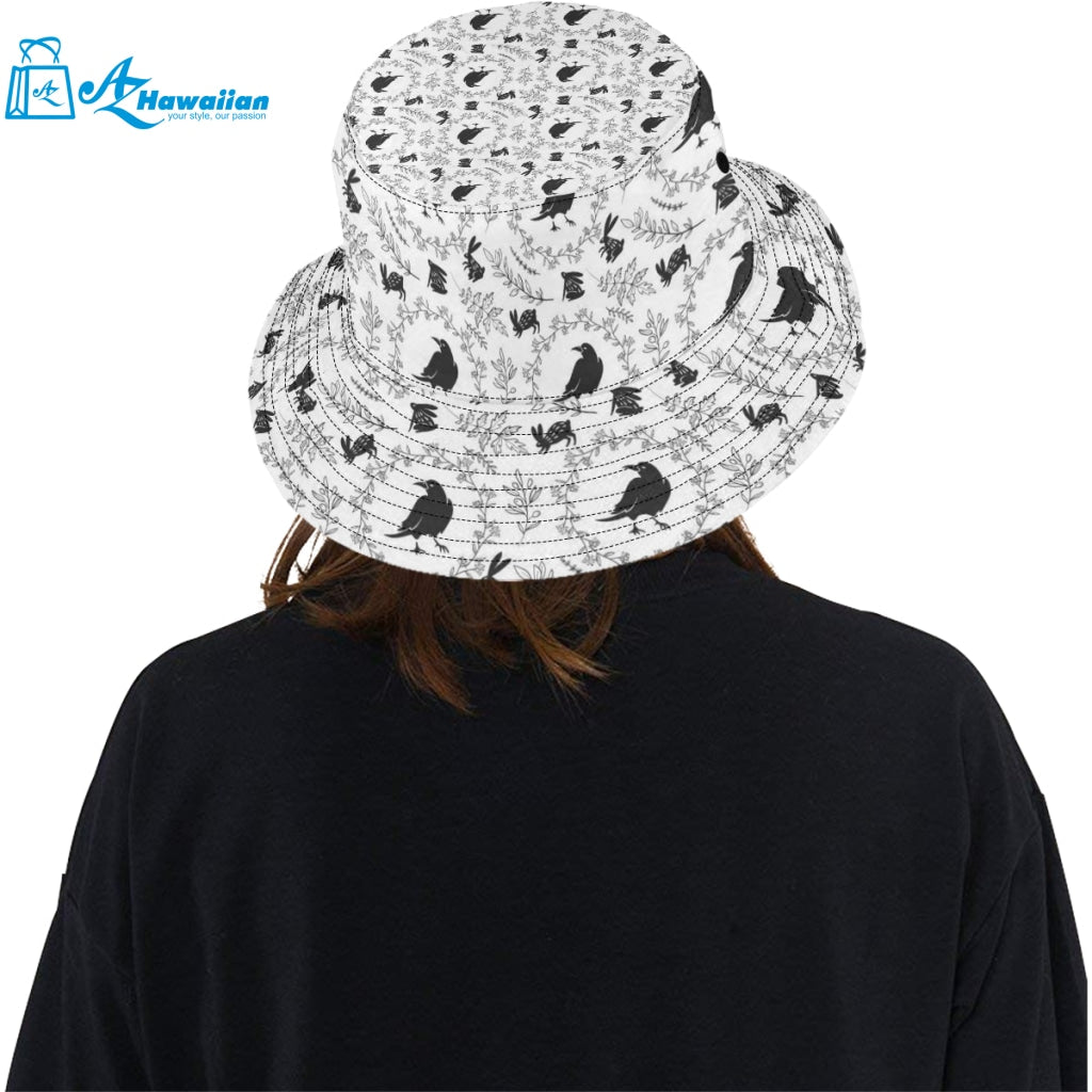 Crows floral wreath rabbit pattern Unisex Bucket Hat