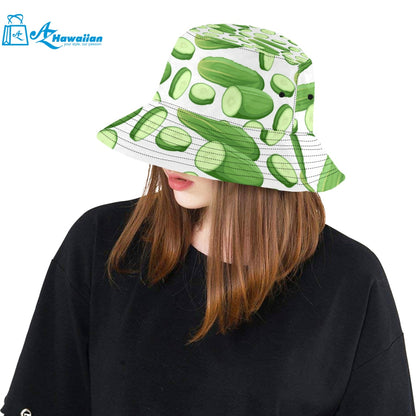 cucumber whole slices pattern Unisex Bucket Hat