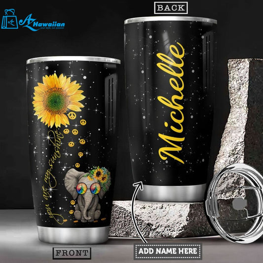 Custom Elephant Hippie You Are My Sunshine Personalized Stainless Steel Tumbler For Hippie Lovers, Hippie Gift For Her Gift For Hippie Friends Tumbler