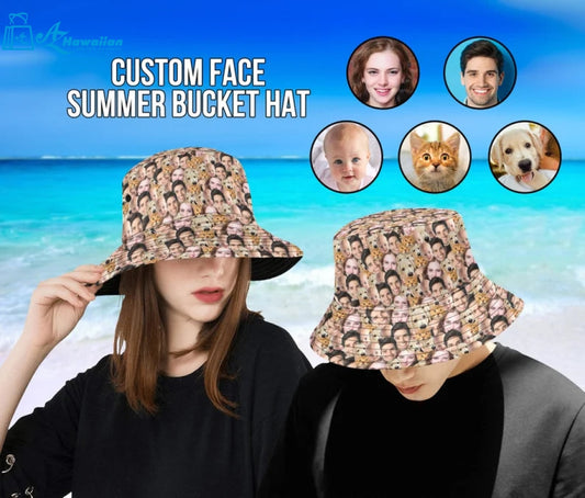 Custom Face Bucket Hat Personalized Pet Photo Bridal Party Bachelorette Holiday For Family