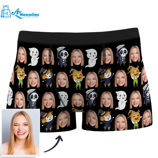 Custom Girlfriend Face Halloween Demon Boxer Shorts