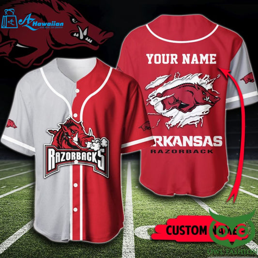 Custom Name Arkansas Razorbacks Baseball Jersey Shirt