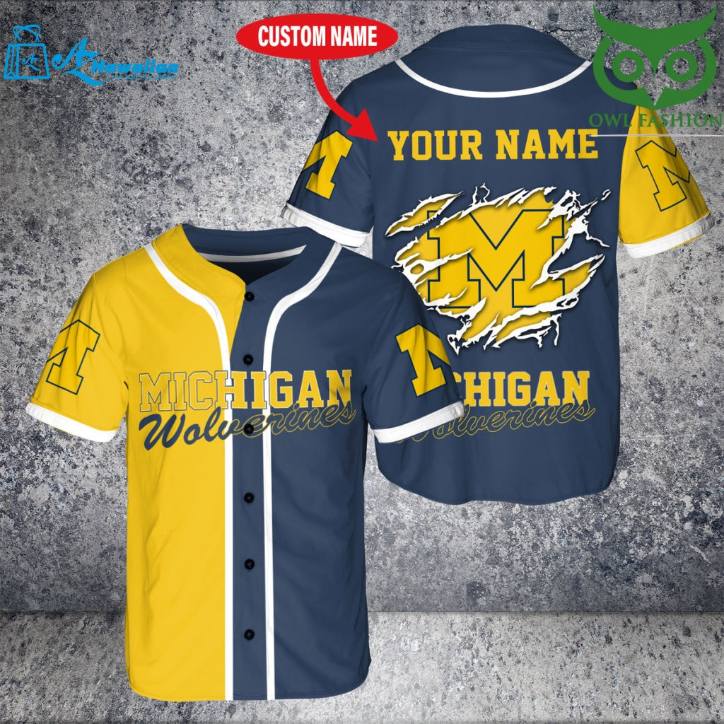 Custom Name NCAA Michigan Wolverines Baseball Jersey Shirt