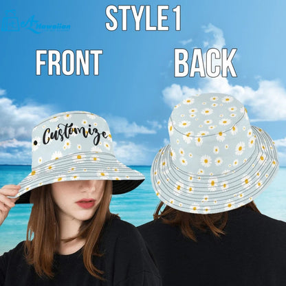 Custom Photo Face Unisex Bucket Hat Personalized Photo/Name/Logo Summer With Face/Name Black Style 1