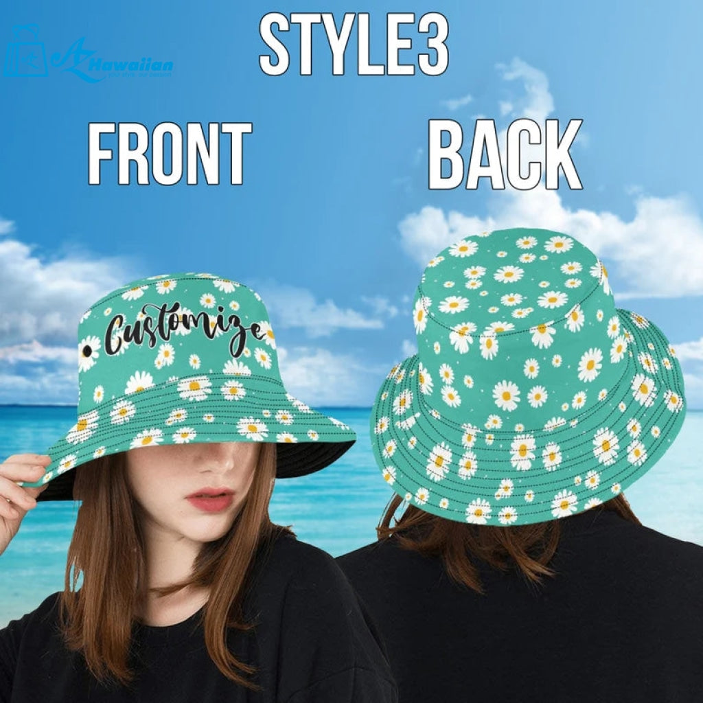 Custom Photo Face Unisex Bucket Hat Personalized Photo/Name/Logo Summer With Face/Name Black Style 3