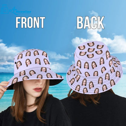 Custom Photo Face Unisex Bucket Hat Personalized Photo/Name/Logo Summer With Face Black Purple