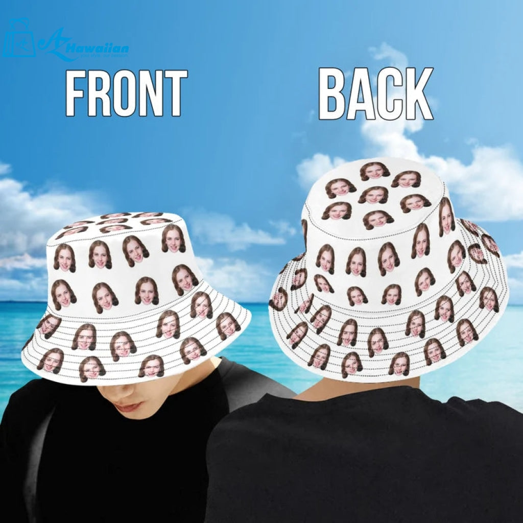 Custom Photo Face Unisex Bucket Hat Personalized Photo/Name/Logo Summer With Face Black White