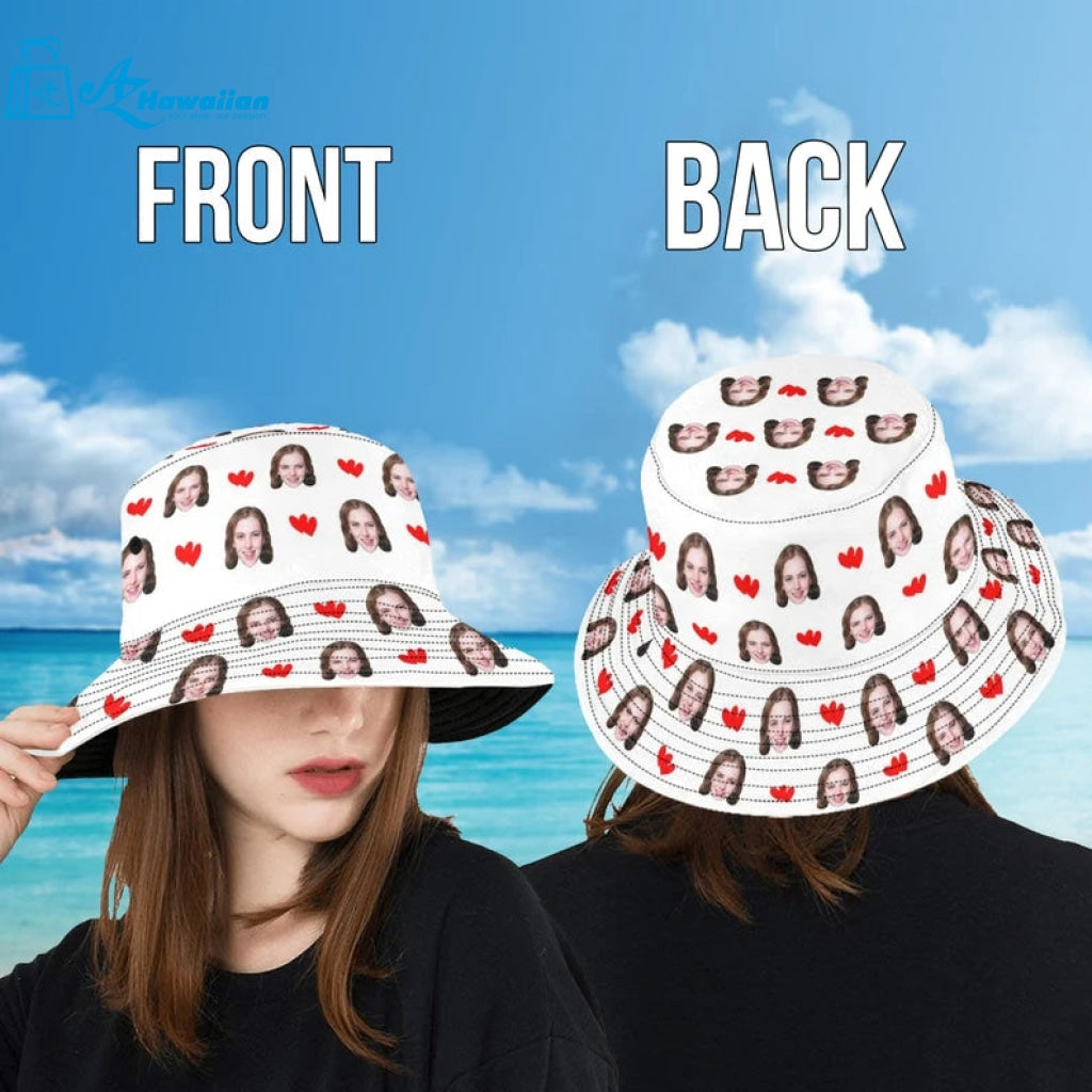 Custom Photo Face Unisex Summer Bucket Hat-Personalized Wide Brim Outdoor Hat For Beach Sports-Photo