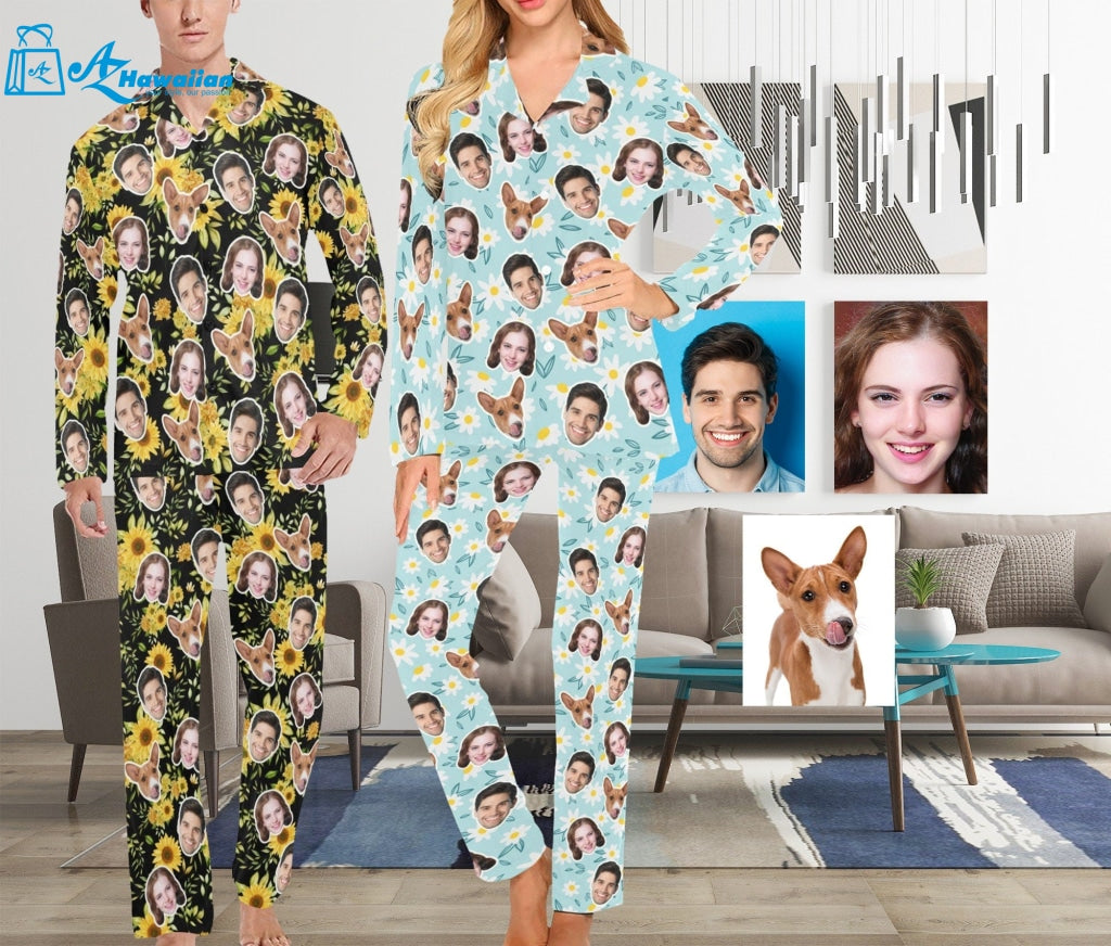 Custom Photo Man Woman Pajamas, Personalized Face On Pajama Set, Custom Dog Face Pajamas,Custom Pajama Top Pants ,Valentine's Day gift