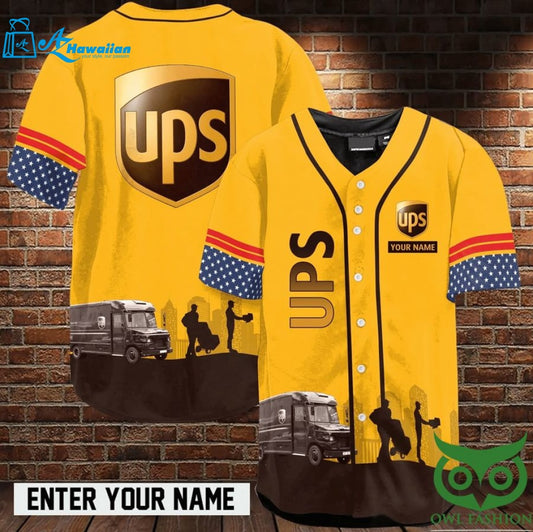 Customized Parcel Yellow Baseball Jersey Shirt