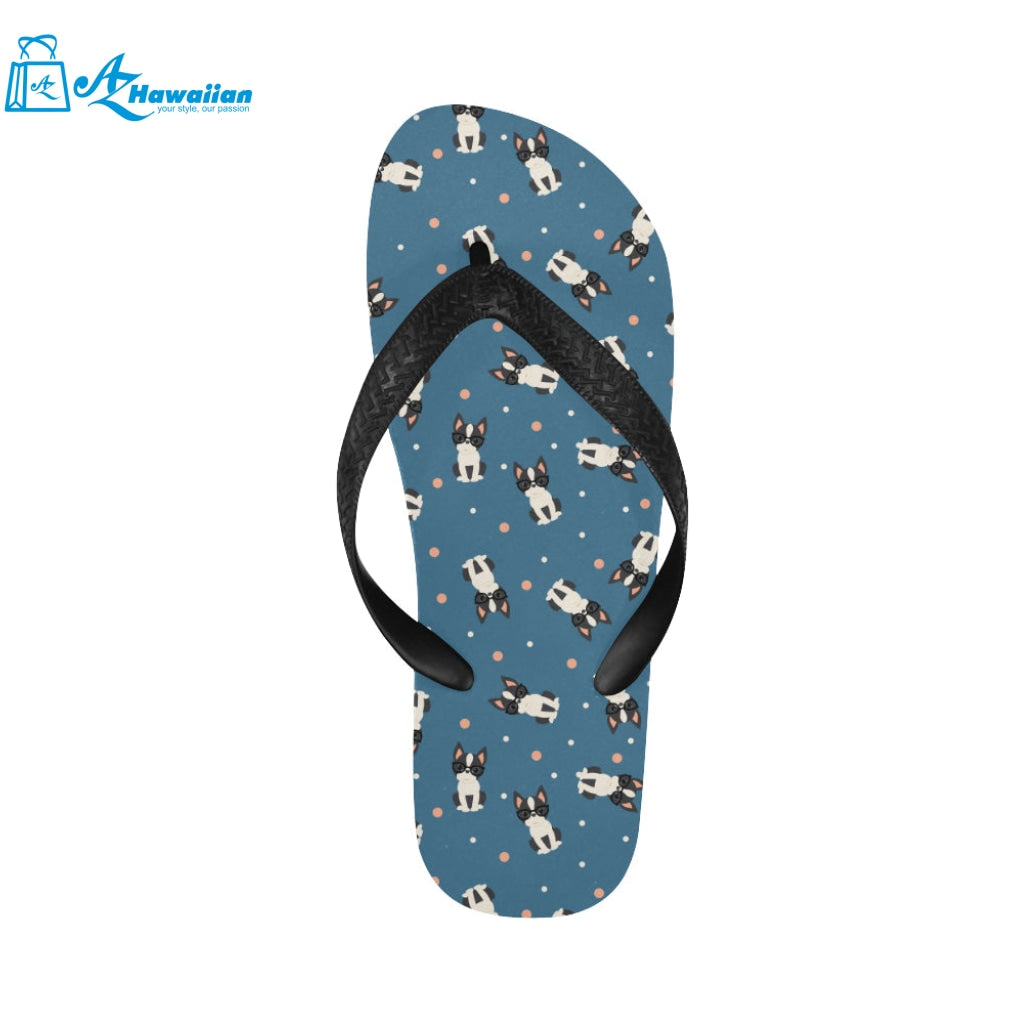 Cute boston terrier dog spattern Unisex Flip Flops