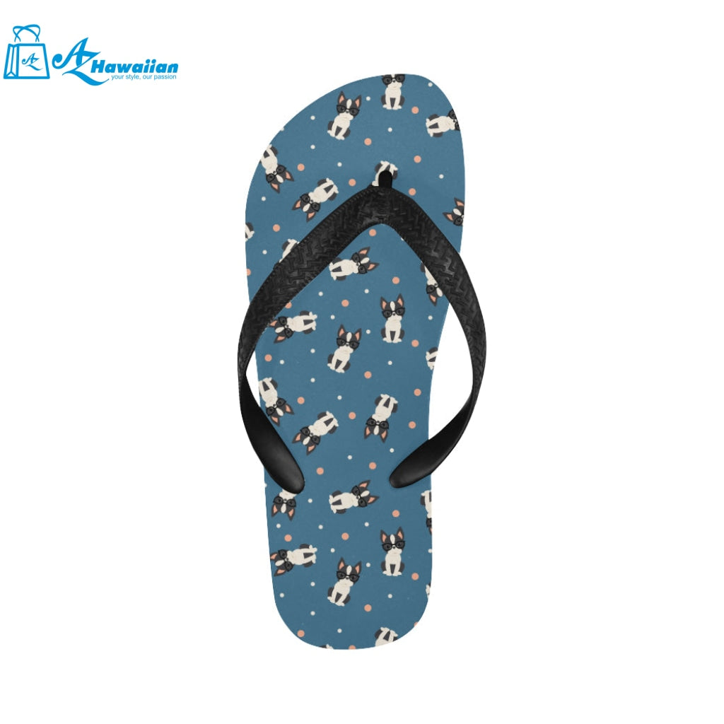 Cute boston terrier dog spattern Unisex Flip Flops