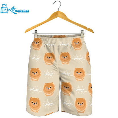 Cute Brown Pomeranian Puppy Men Shorts