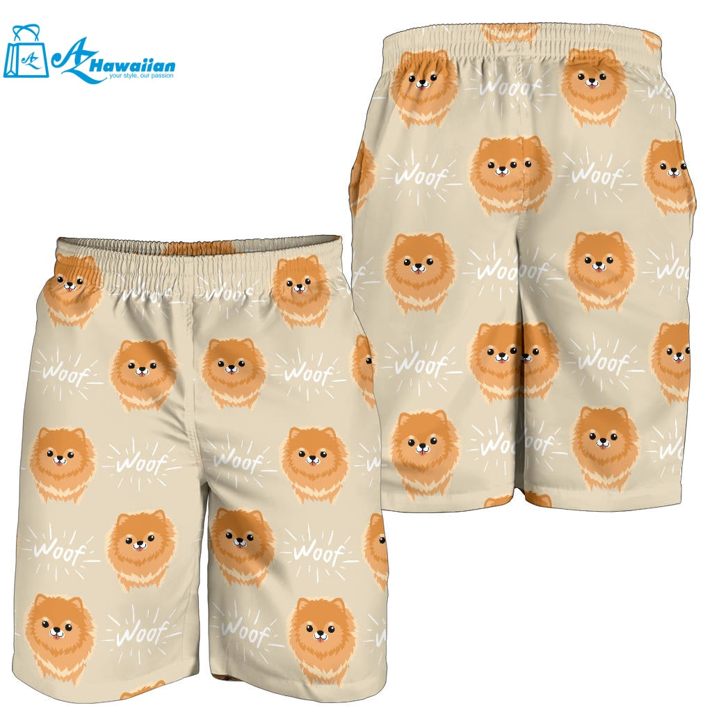 Cute Brown Pomeranian Puppy Men Shorts