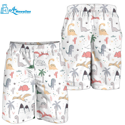 Cute Cartoon Dinosaurs Tree Pattern Men Shorts