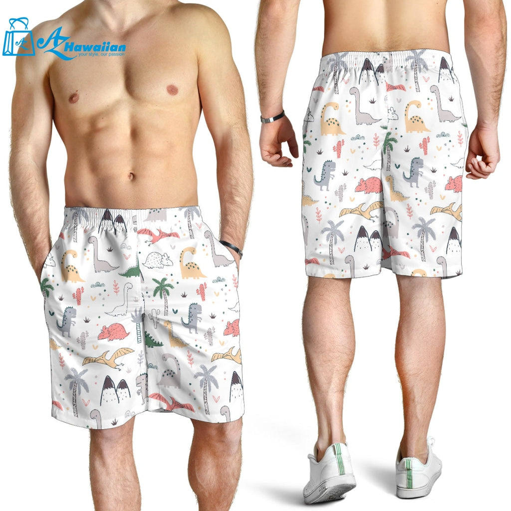 Cute Cartoon Dinosaurs Tree Pattern Men Shorts