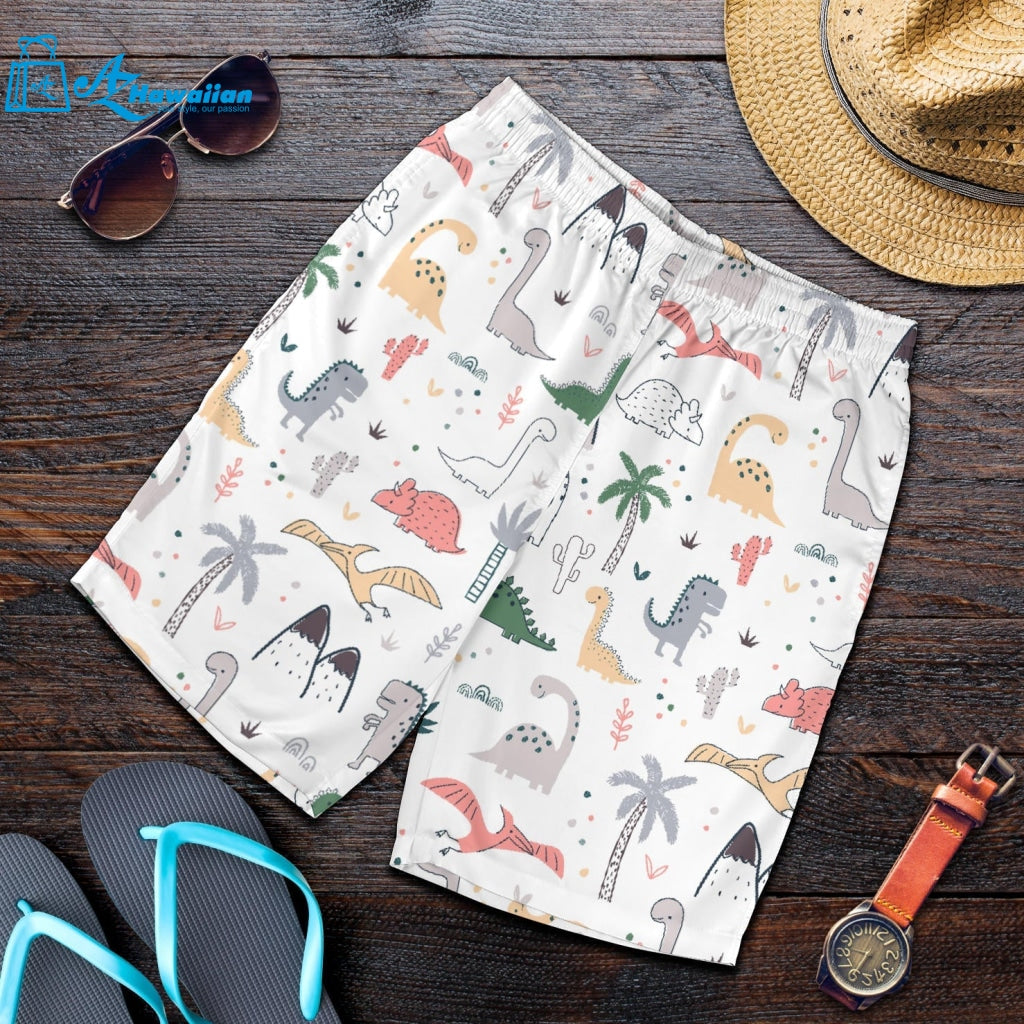 Cute Cartoon Dinosaurs Tree Pattern Men Shorts