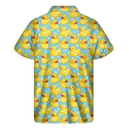 Cute Cartoon Duck Pattern Print Mens Short Sleeve Shirt Hawaiian