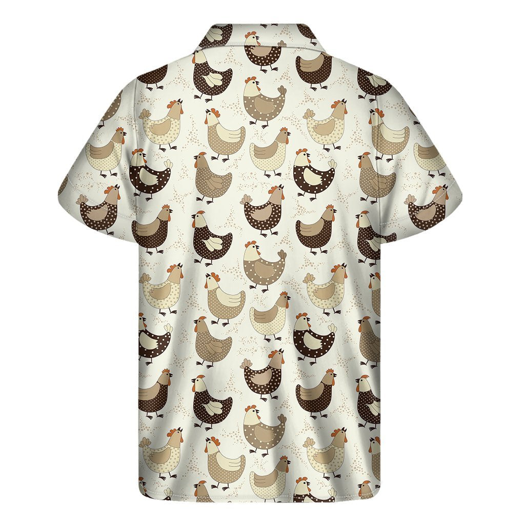 Cute Chicken Pattern Print Mens Short Sleeve Shirt Hawaiian