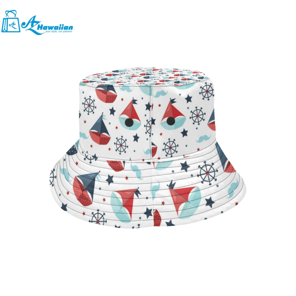 Cute color paper sailboat pattern Unisex Bucket Hat