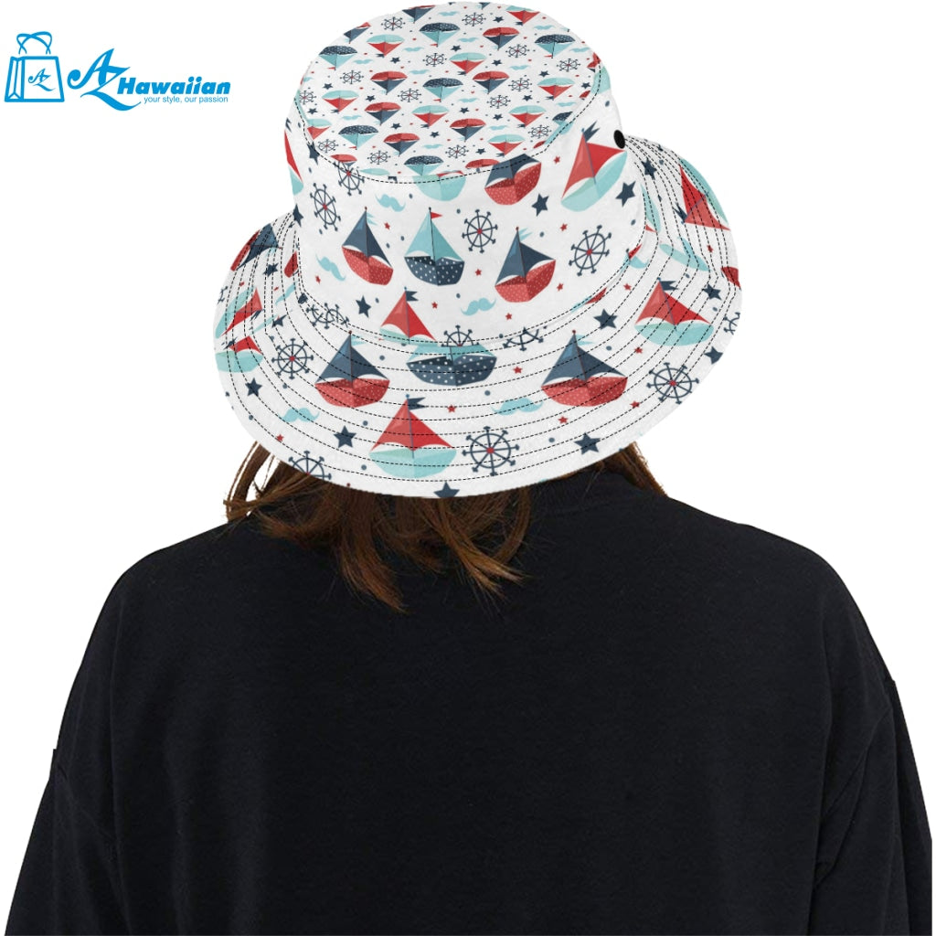 Cute color paper sailboat pattern Unisex Bucket Hat