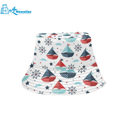 Cute color paper sailboat pattern Unisex Bucket Hat