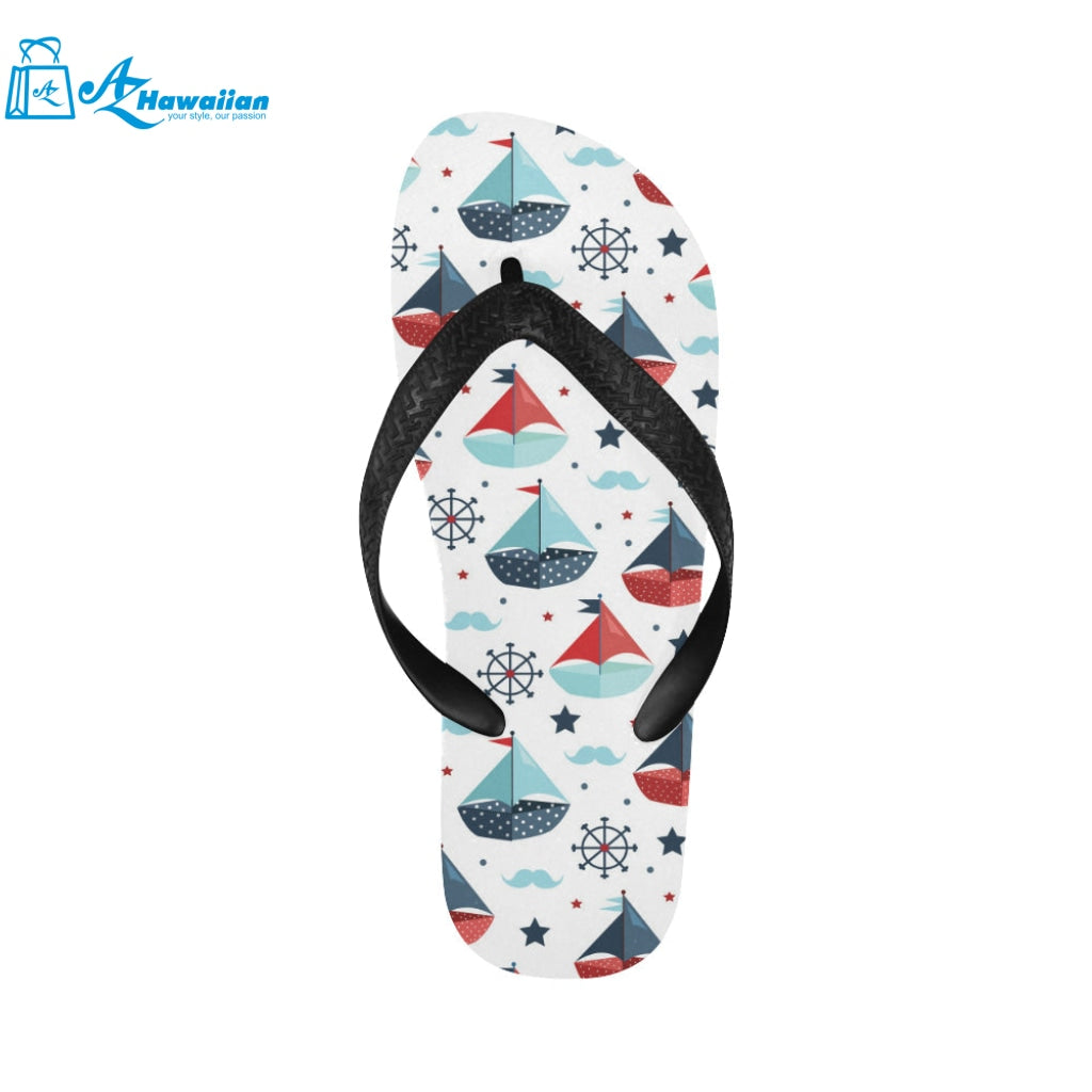 Cute color paper sailboat pattern Unisex Flip Flops