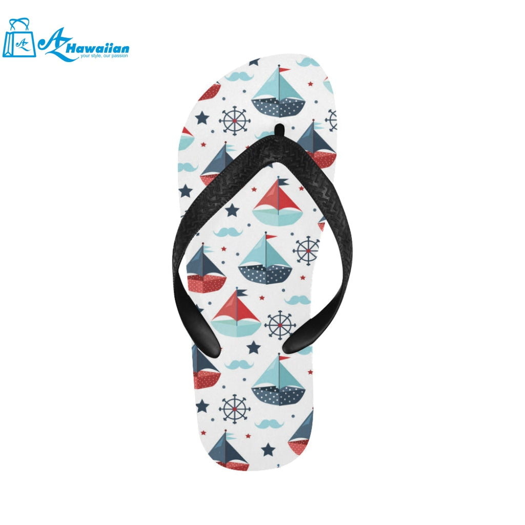 Cute color paper sailboat pattern Unisex Flip Flops