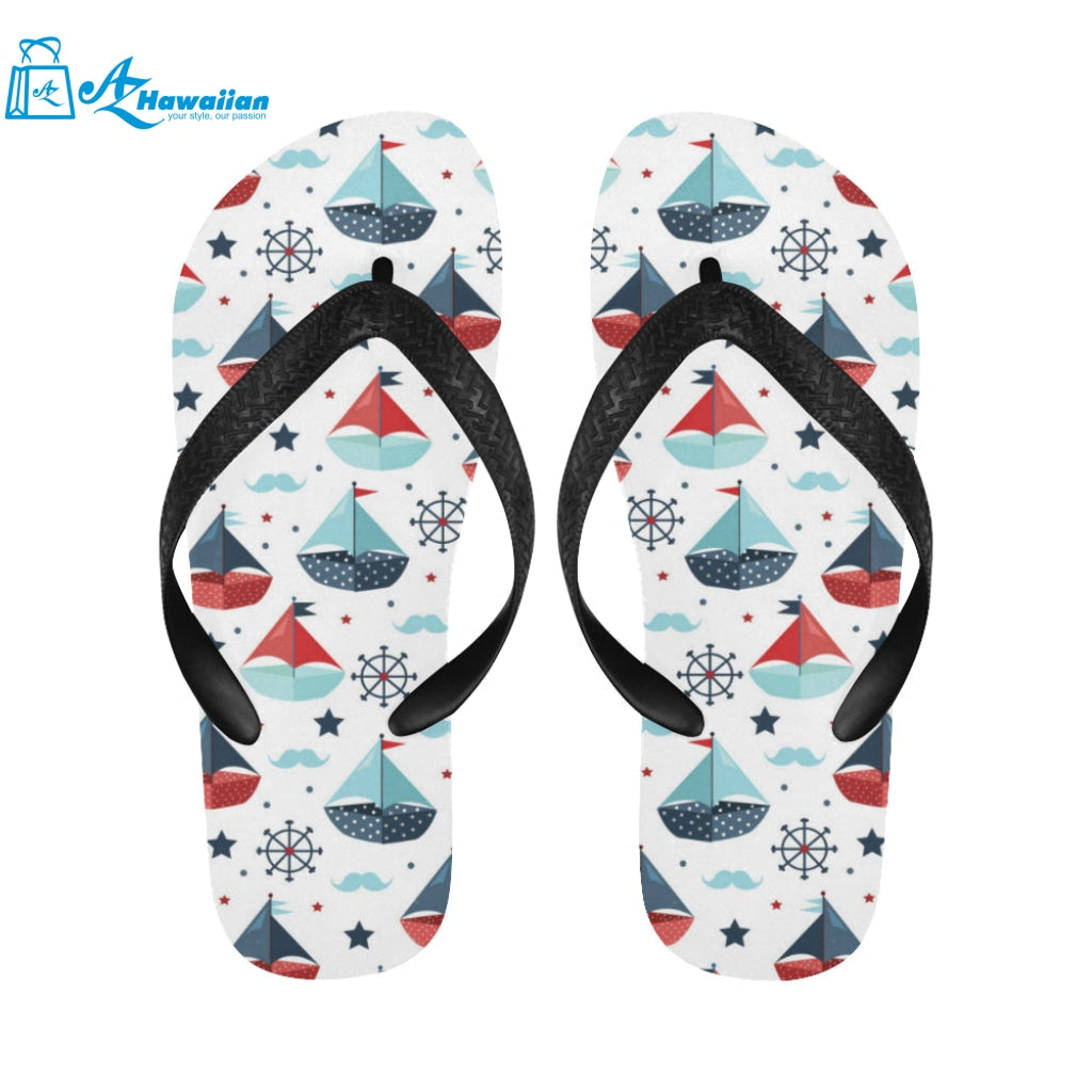 Cute color paper sailboat pattern Unisex Flip Flops