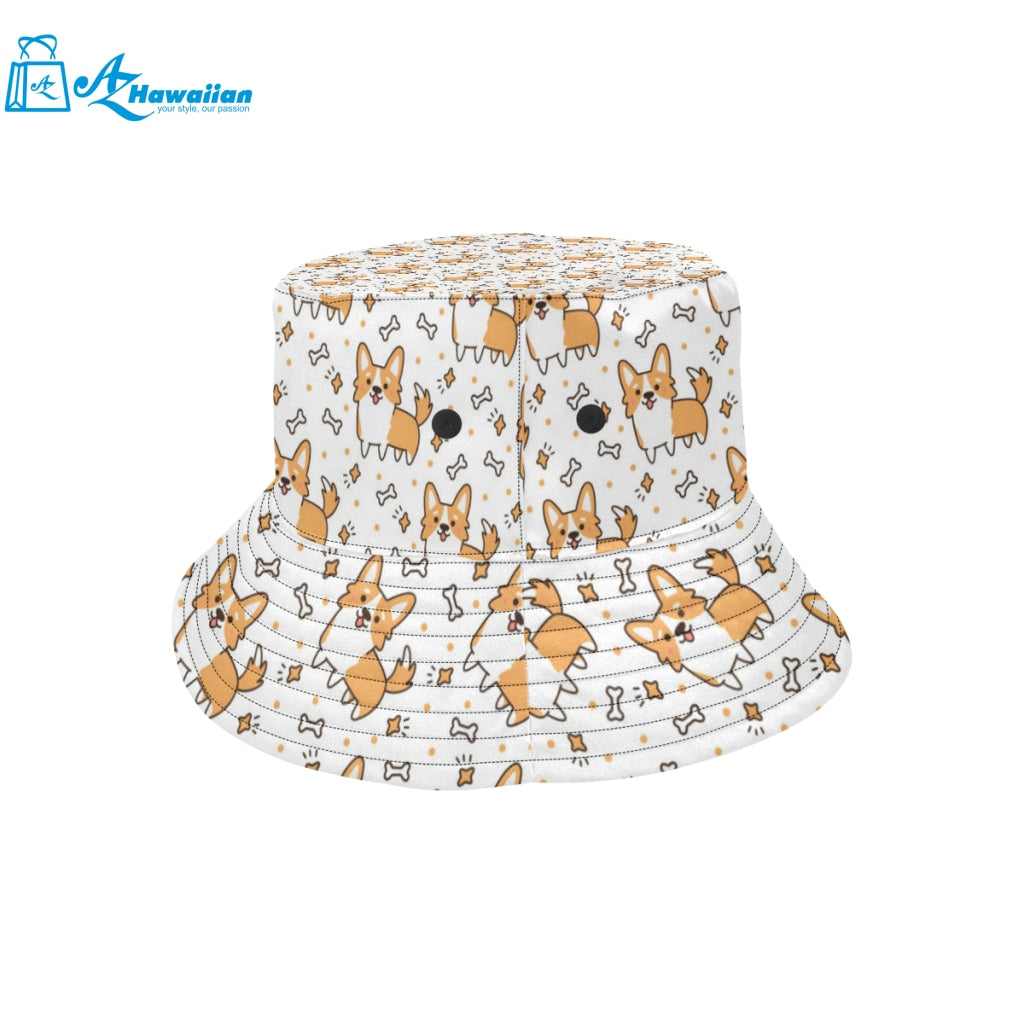 Cute corgi heart star bone pattern Unisex Bucket Hat