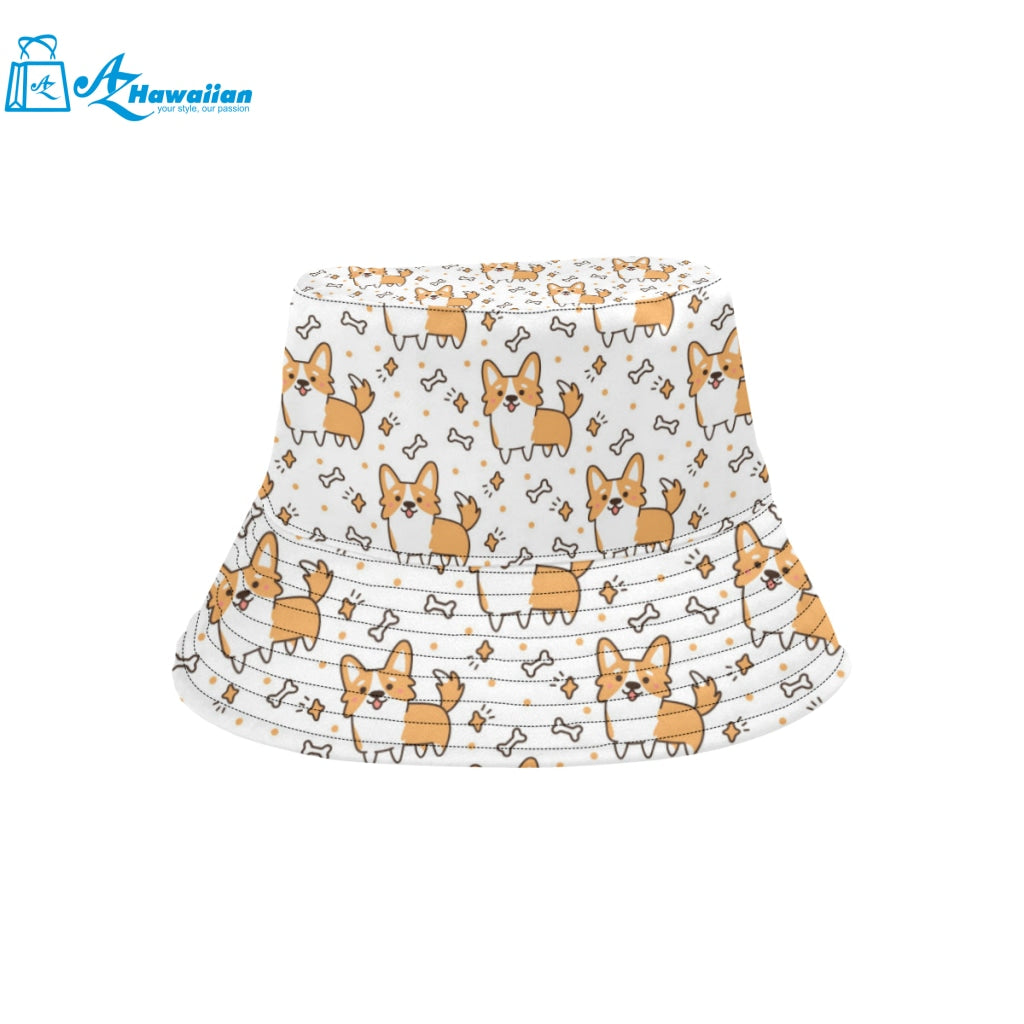 Cute corgi heart star bone pattern Unisex Bucket Hat