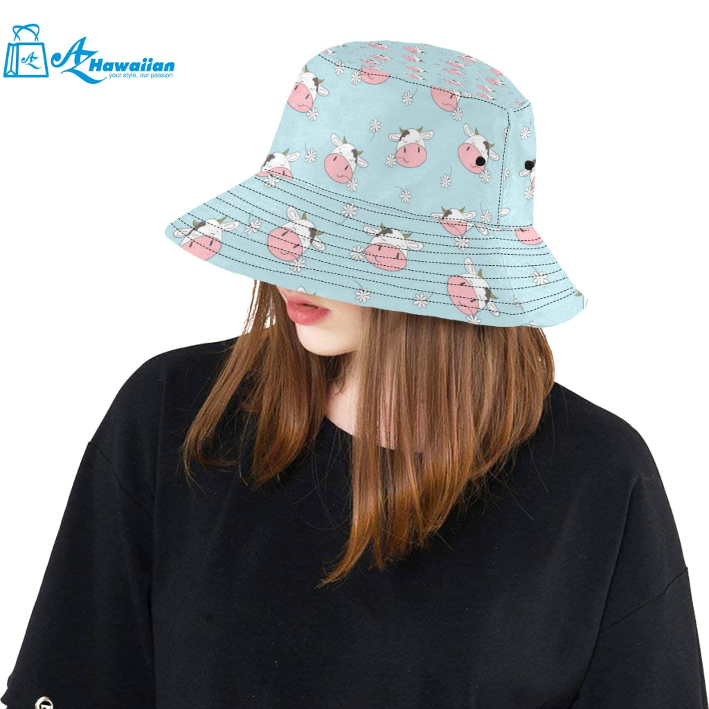 Cute cow flower pattern Unisex Bucket Hat