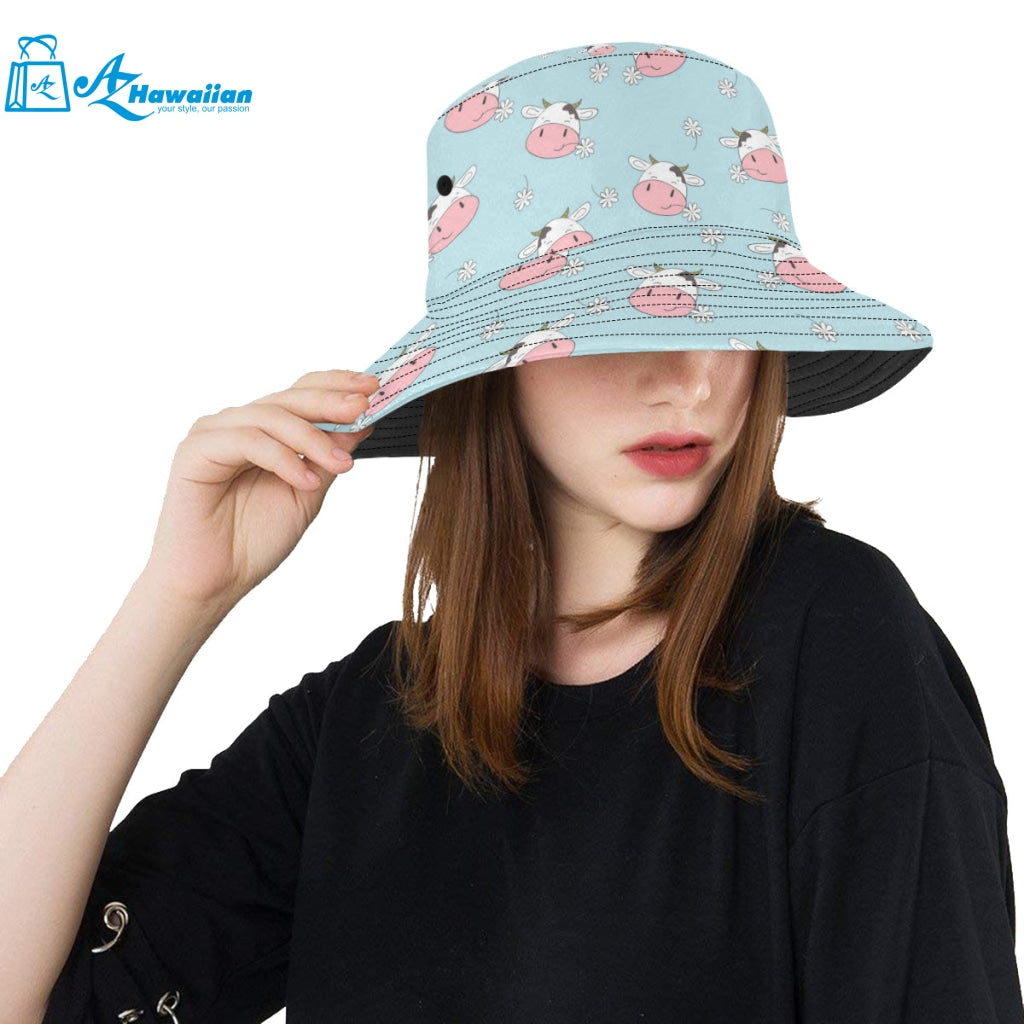 Cute cow flower pattern Unisex Bucket Hat