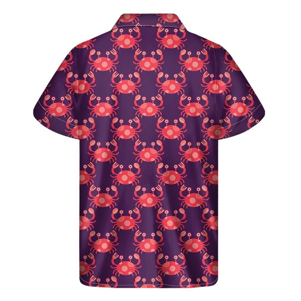 Cute Crab Pattern Print Mens Short Sleeve Shirt Hawaiian