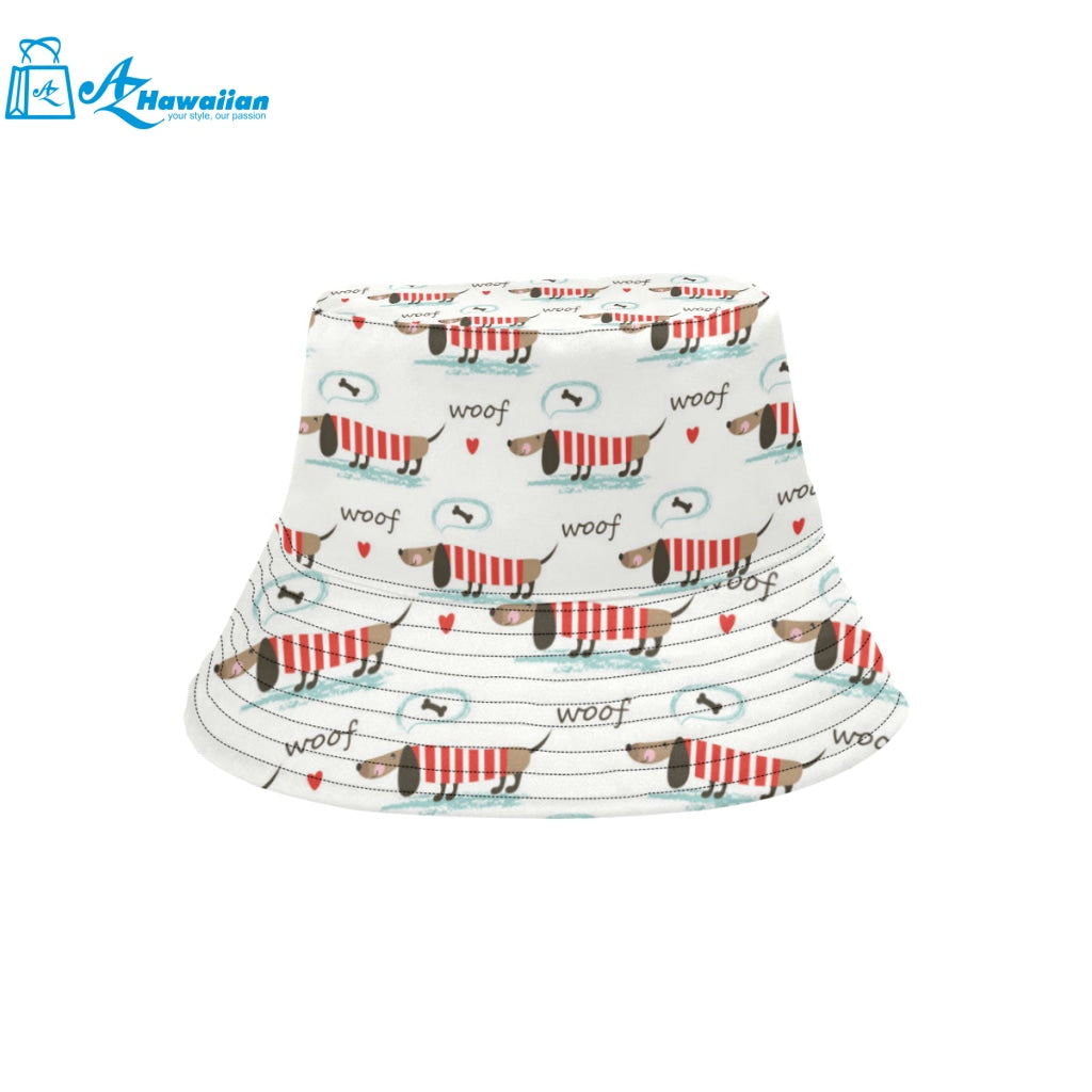 Cute dachshund bone pattern Unisex Bucket Hat