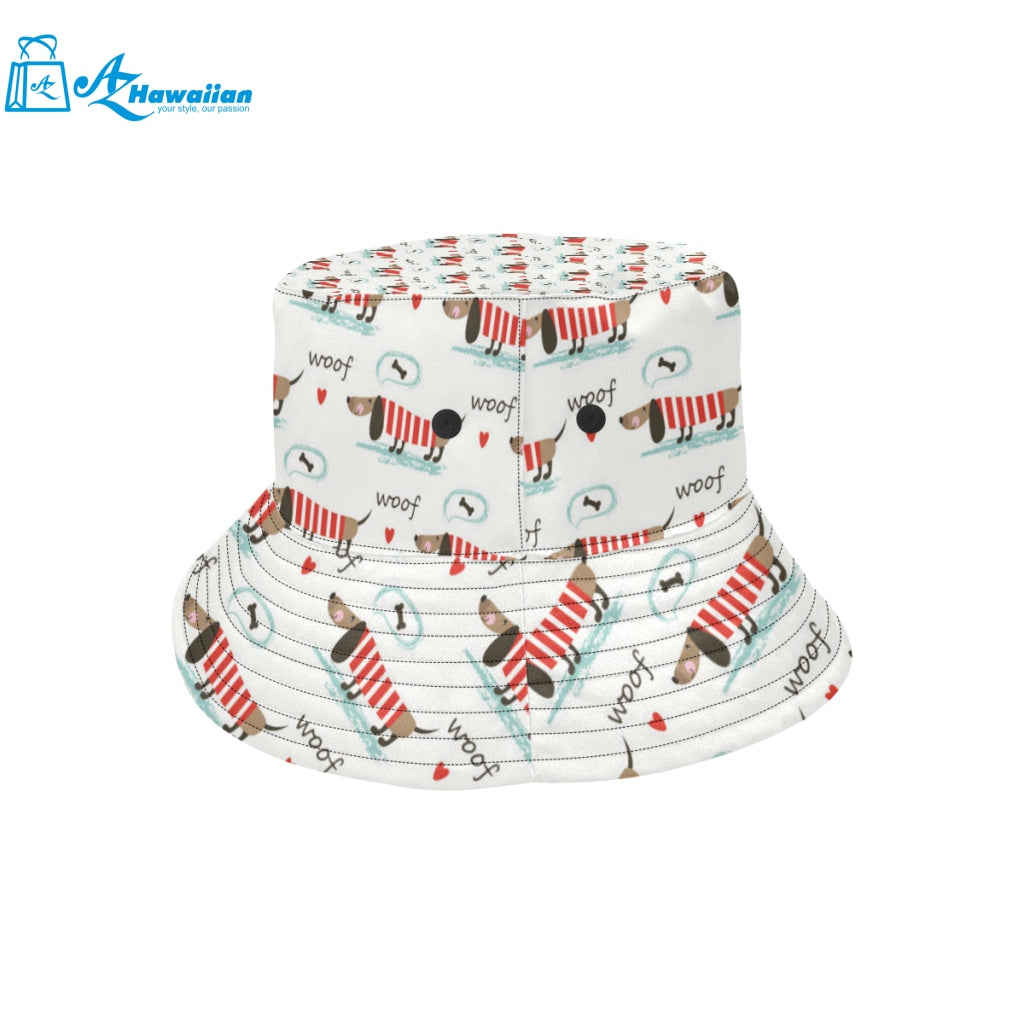 Cute dachshund bone pattern Unisex Bucket Hat