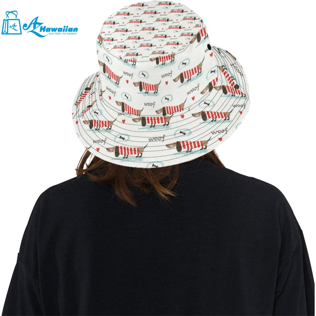 Cute dachshund bone pattern Unisex Bucket Hat