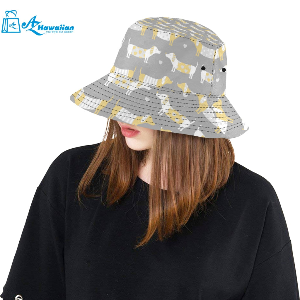 Cute dachshund dog pattern Unisex Bucket Hat