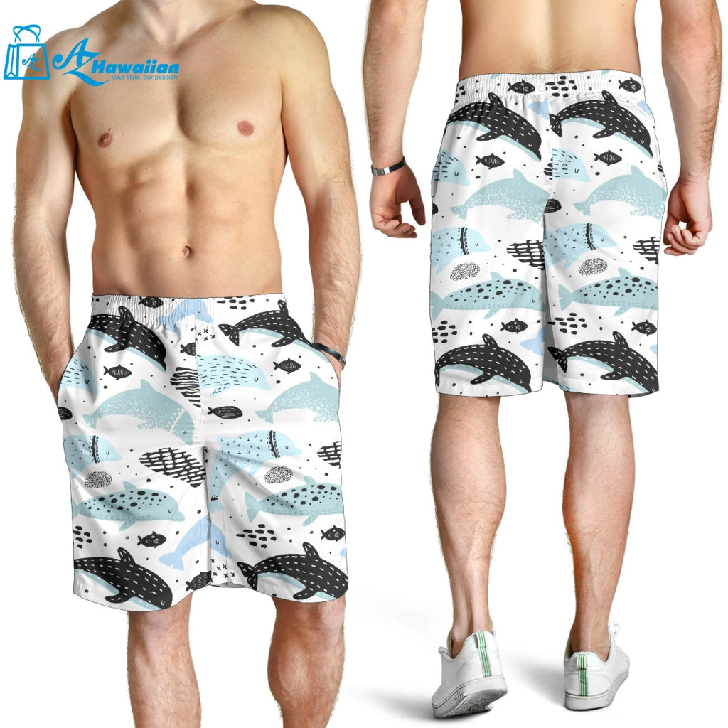 Cute Dolphins Childish Style Pattern Men Shorts