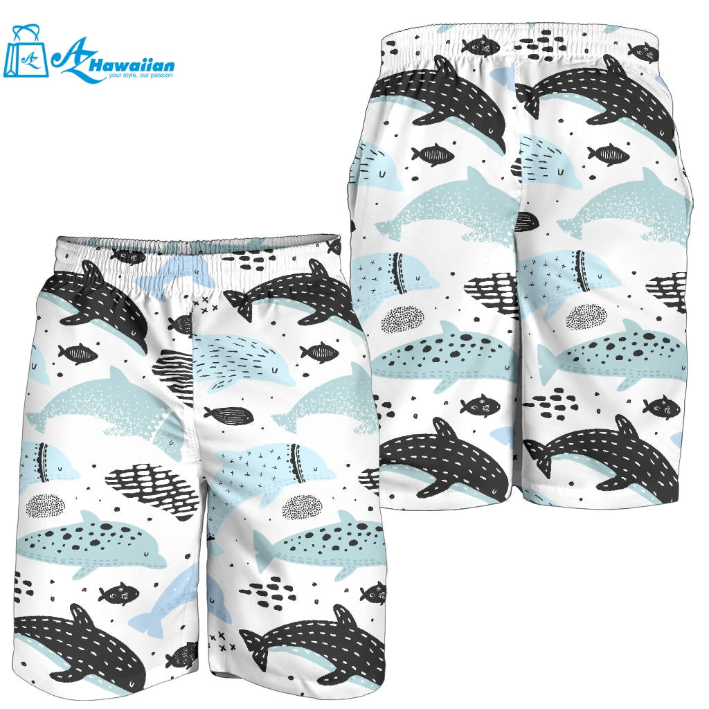 Cute Dolphins Childish Style Pattern Men Shorts