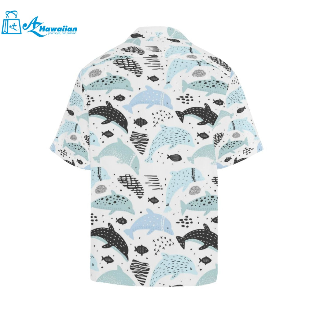 Cute Dolphins Childish Style Pattern Mens All Over Print Hawaiian Shirt