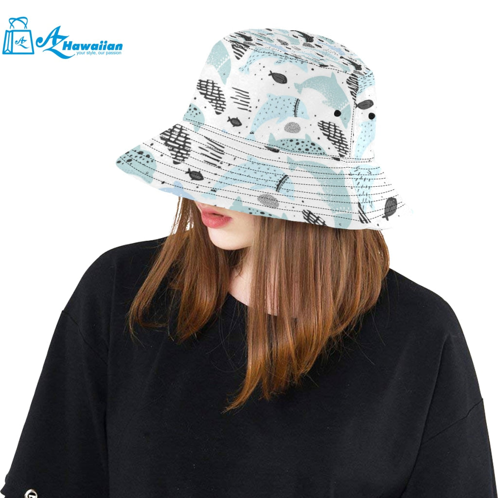 Cute dolphins Childish Style pattern Unisex Bucket Hat