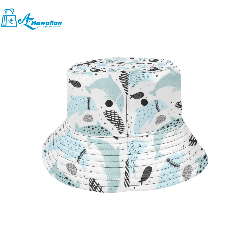 Cute dolphins Childish Style pattern Unisex Bucket Hat