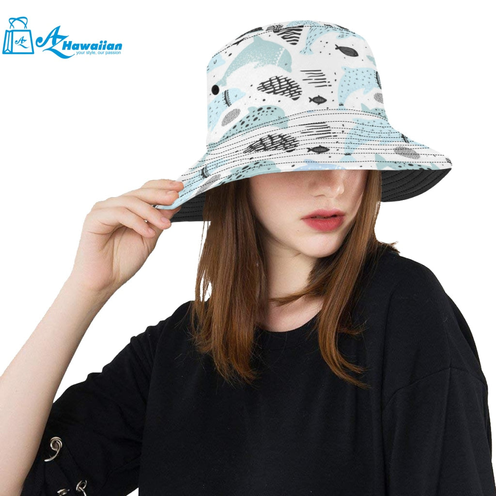 Cute dolphins Childish Style pattern Unisex Bucket Hat