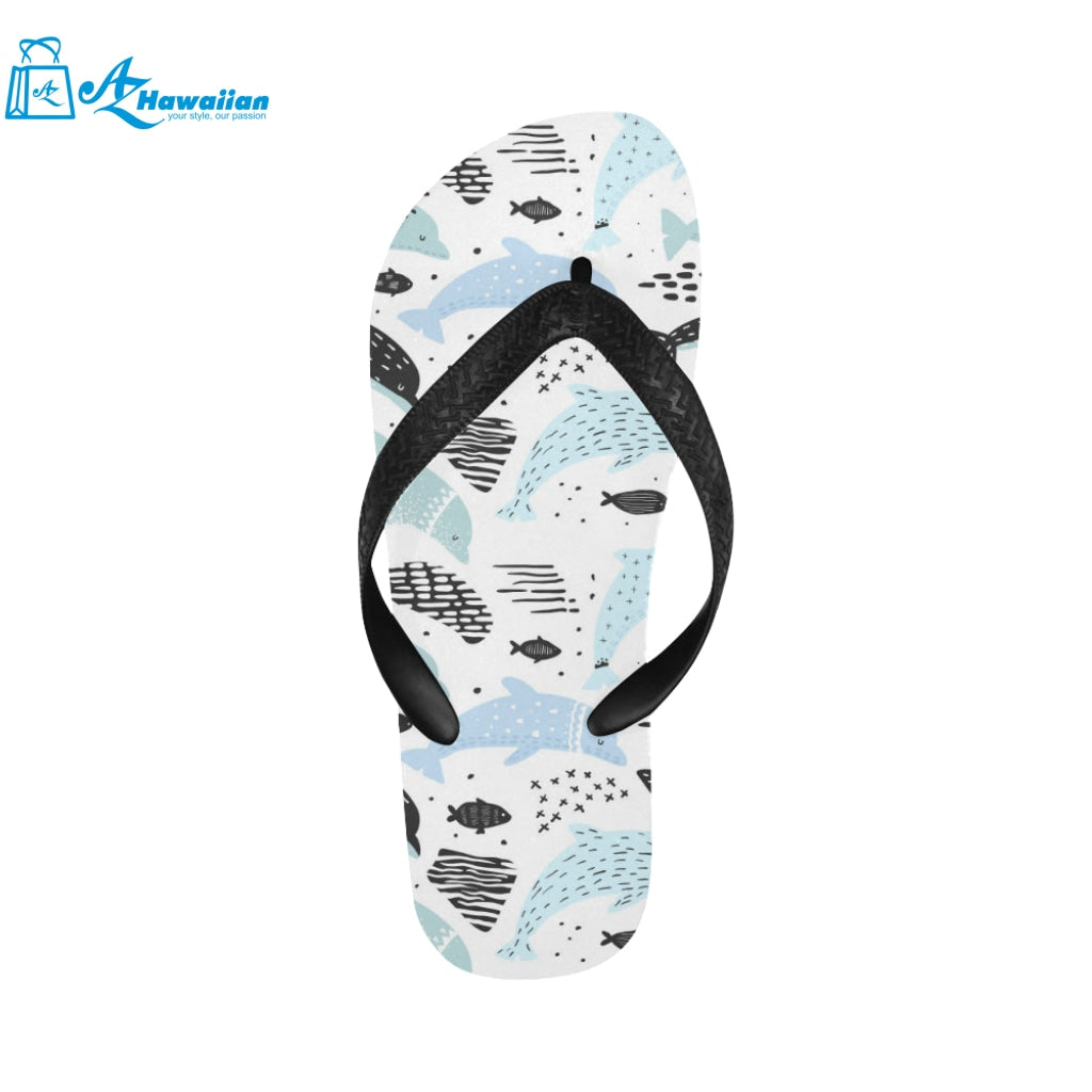 Cute dolphins Childish Style pattern Unisex Flip Flops